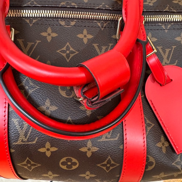Louis Vuitton Monogram Keepall 50 Boston Travel Hand Bag RARE RED - Picture 6 of 16